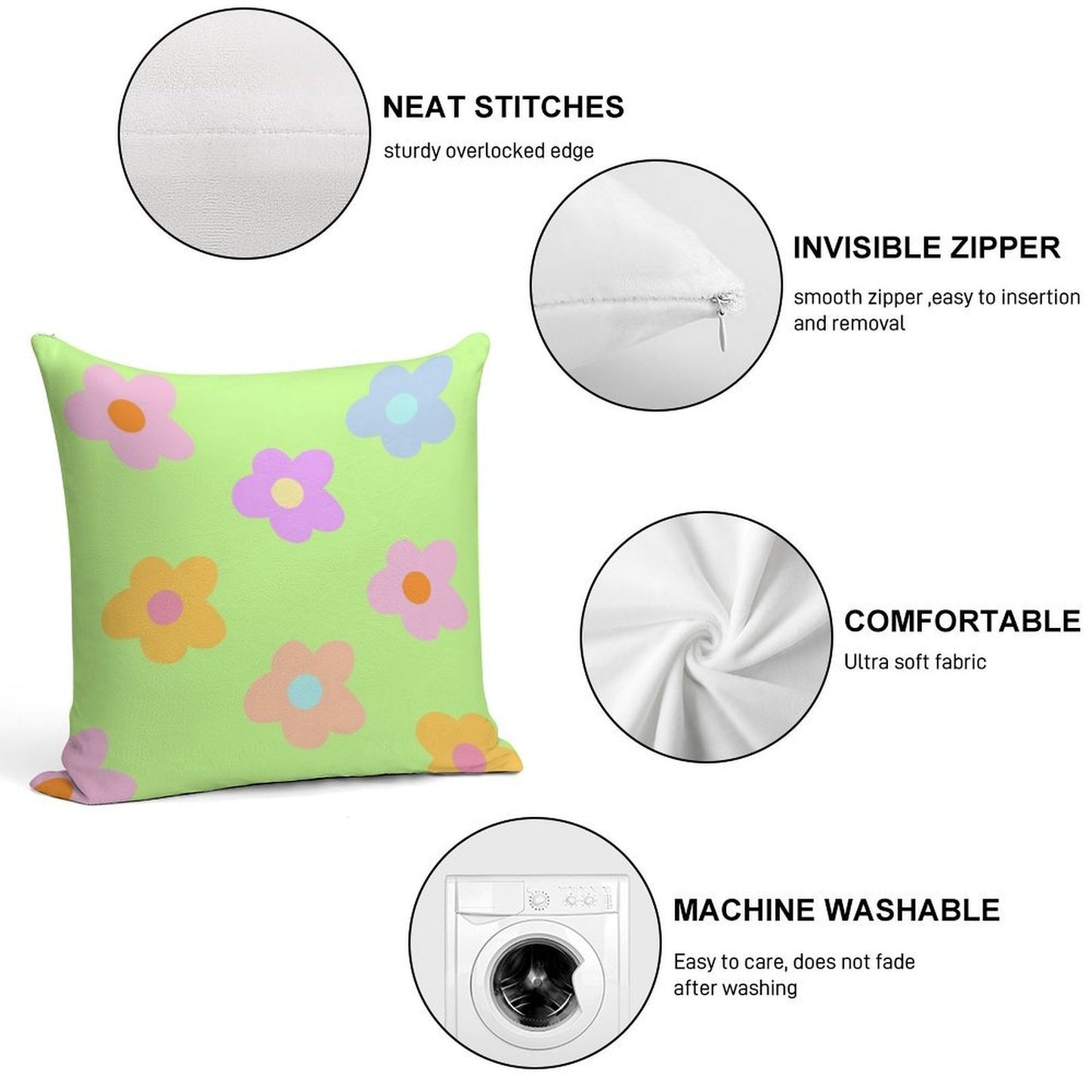 Pastel 5-petal Flowers Soft Anti-Pilling Throw Pillow