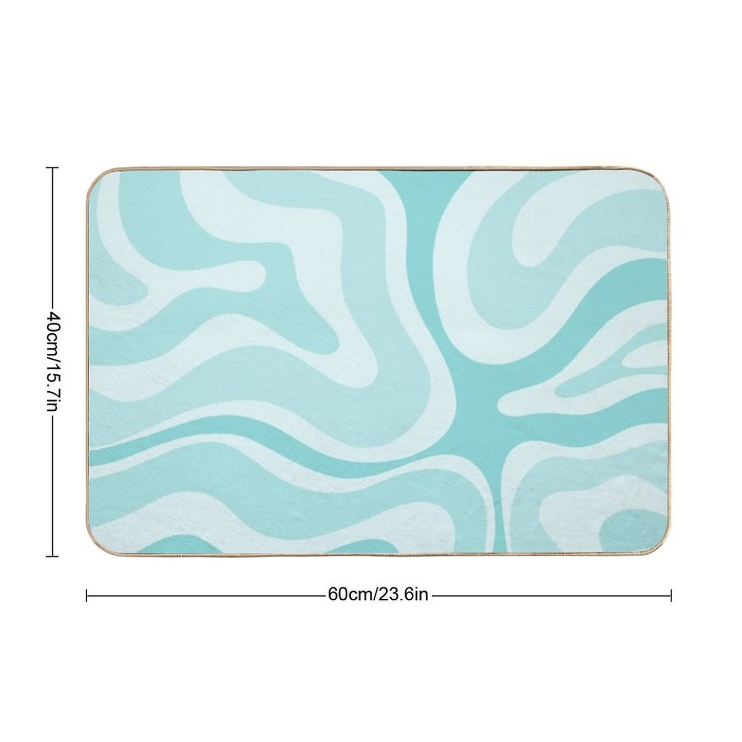 Modern Retro Liquid Swirl Abstract in Light Aqua Teal Blue  Stain-Proof Bath Mat