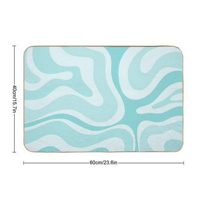 Modern Retro Liquid Swirl Abstract in Light Aqua Teal Blue  Stain-Proof Bath Mat