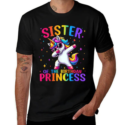 Sister of The Birthday Princess Matching Family Unicorn Girl  Fade-proof Color T-Shirt