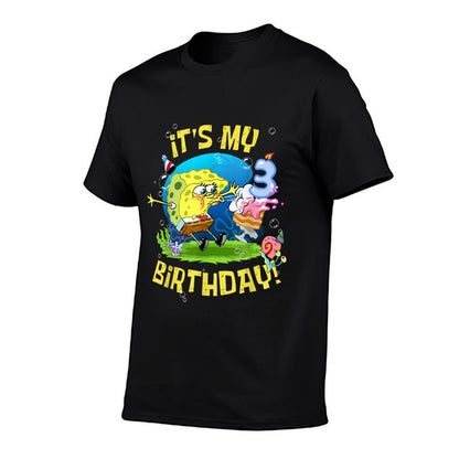 Mademark X SpongeBob SquarePants - Spongebob It's My 3rd Birthday Cake Three Years Spongebob  Durable T-Shirt