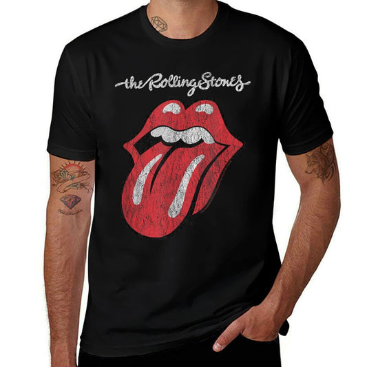 Rolling Stones Official Script Tongue Rolled Sleeves T-Shirt