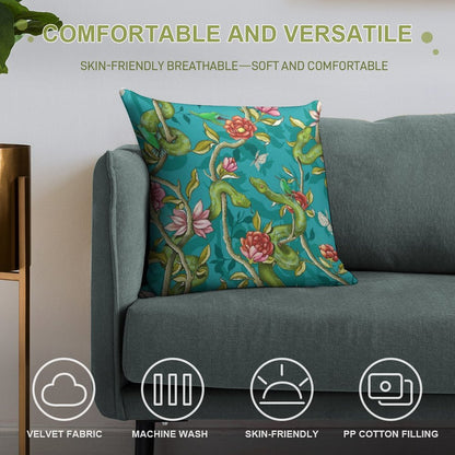 Morning Song - Turquoise Soft Multiple Sizes Throw Pillow