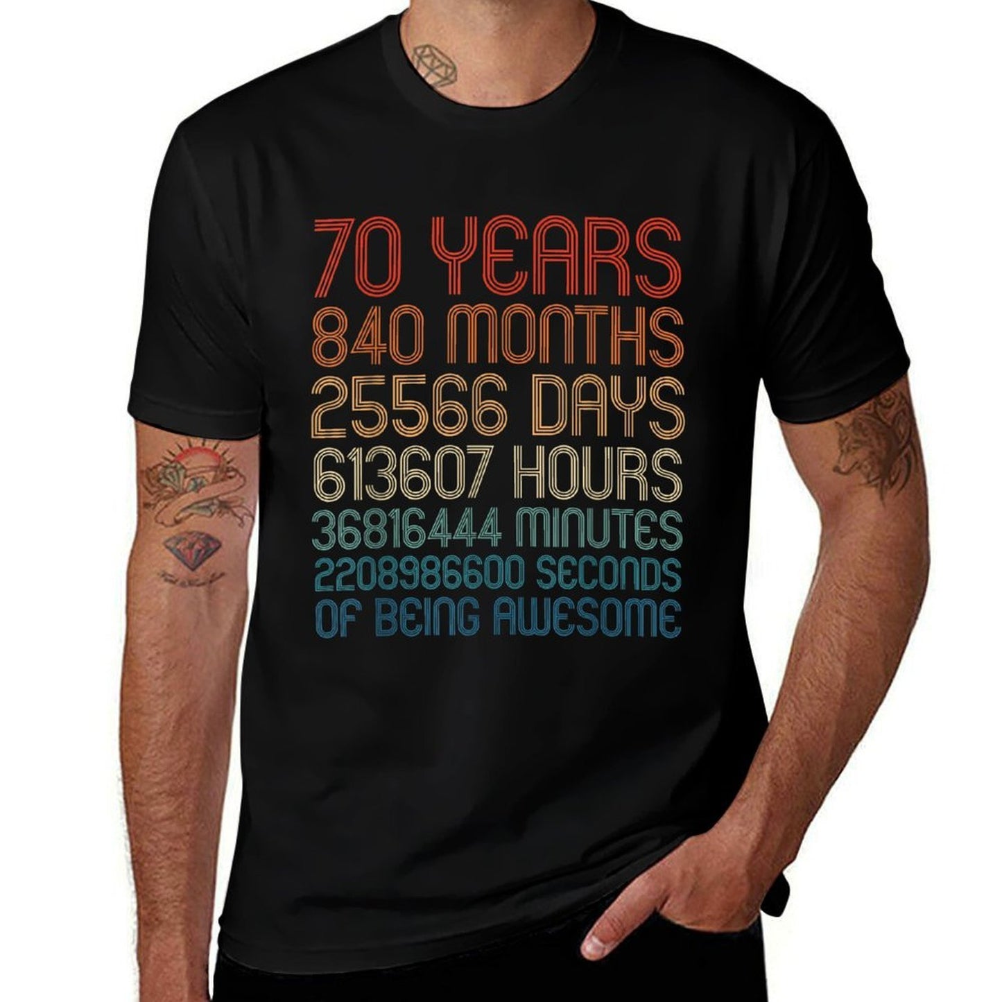 70 Years Of Being Awesome Birthday Countdown 70th Birthday  Graphic-printed T-Shirt