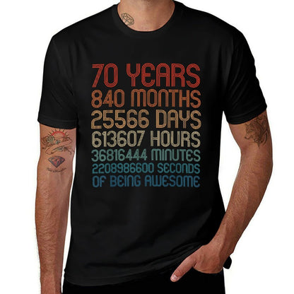 70 Years Of Being Awesome Birthday Countdown 70th Birthday  Graphic-printed T-Shirt
