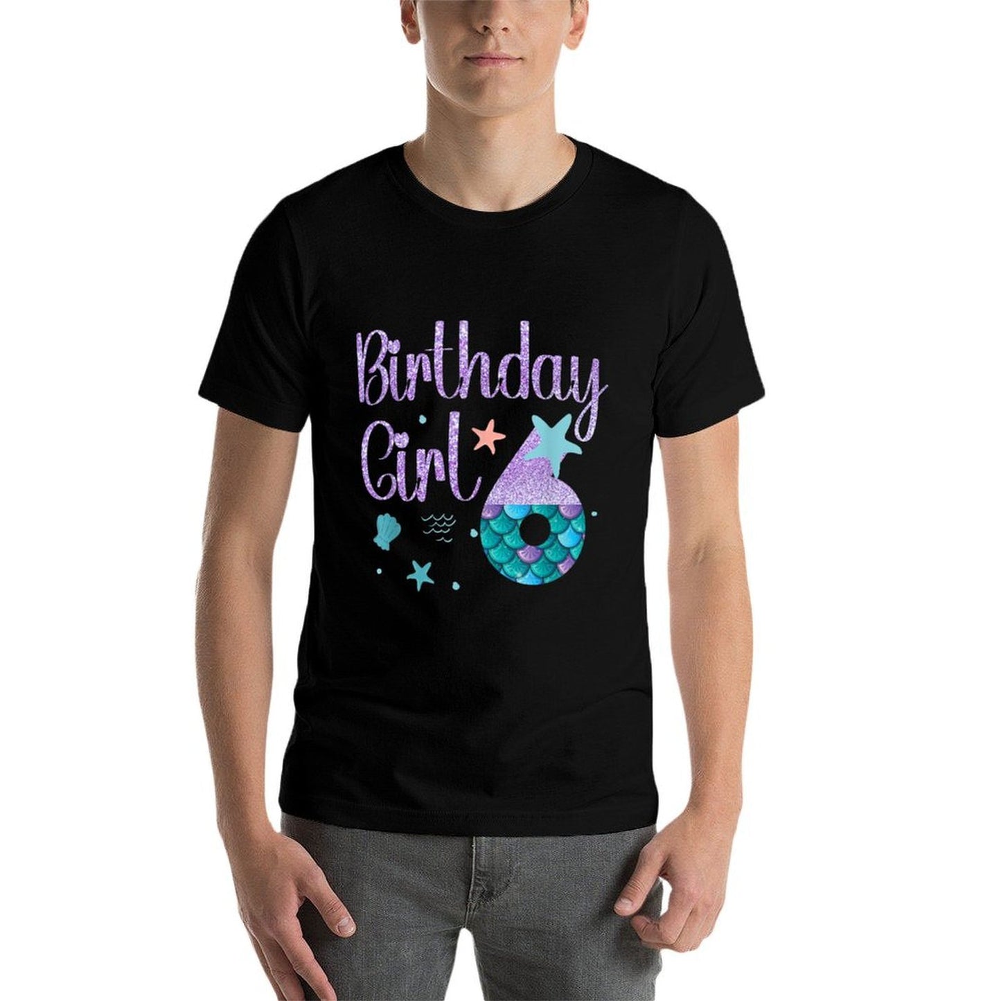 Mermaid Birthday Girl 6 Year Old Its My 6th Bday Mermaid  Cotton T-Shirt