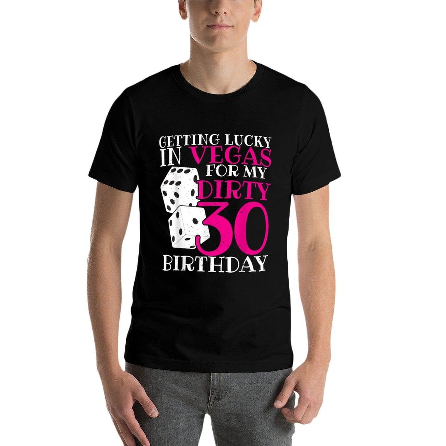 Getting Lucky in Las Vegas - Dirty 30 - 30th Birthday  Vintage-inspired T-Shirt