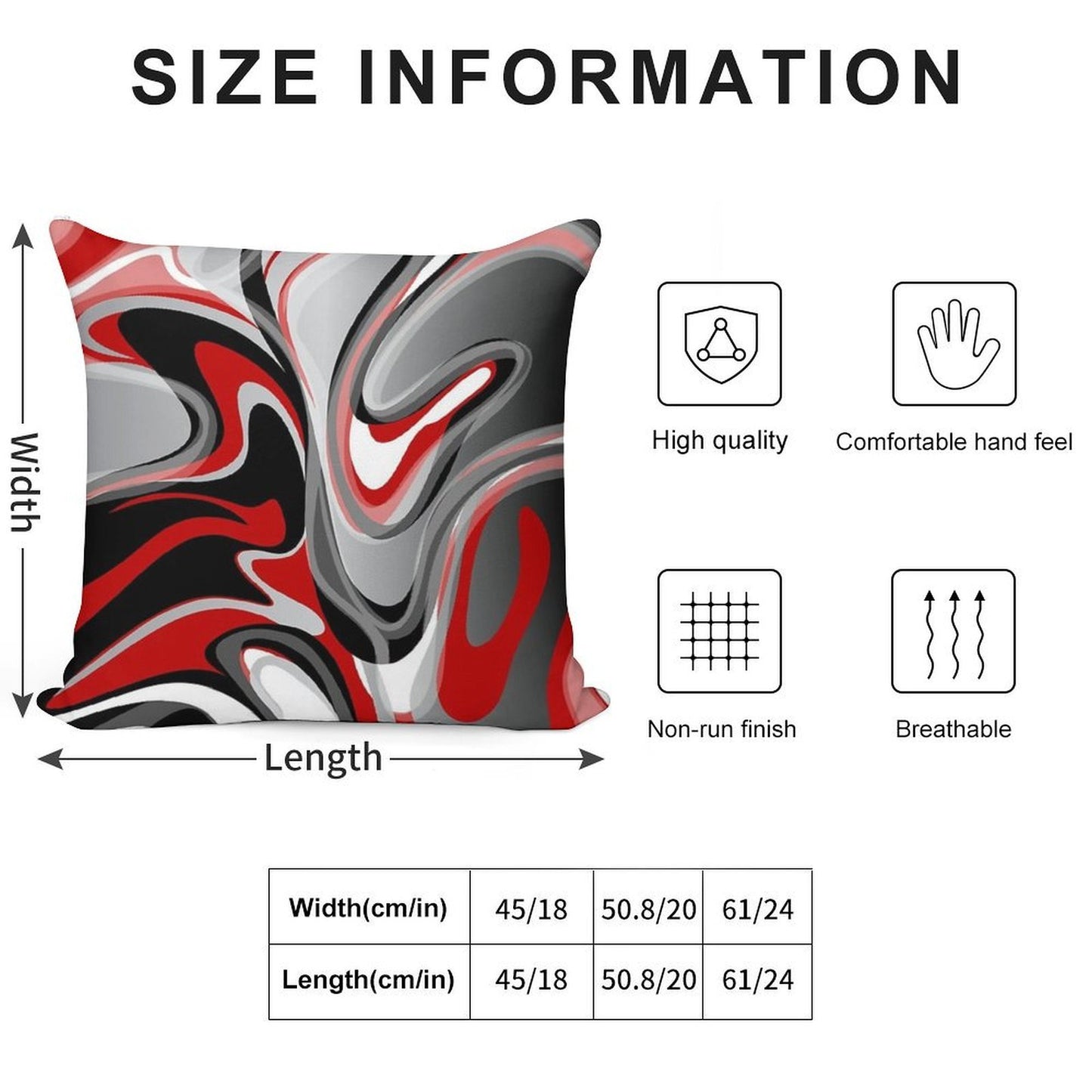 Liquify - Red, Gray, Black, White Soft Hidden Zipper Throw Pillow
