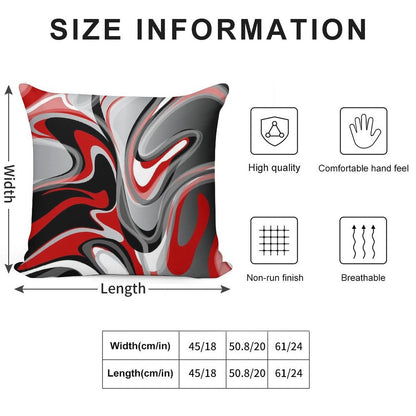 Liquify - Red, Gray, Black, White Soft Hidden Zipper Throw Pillow