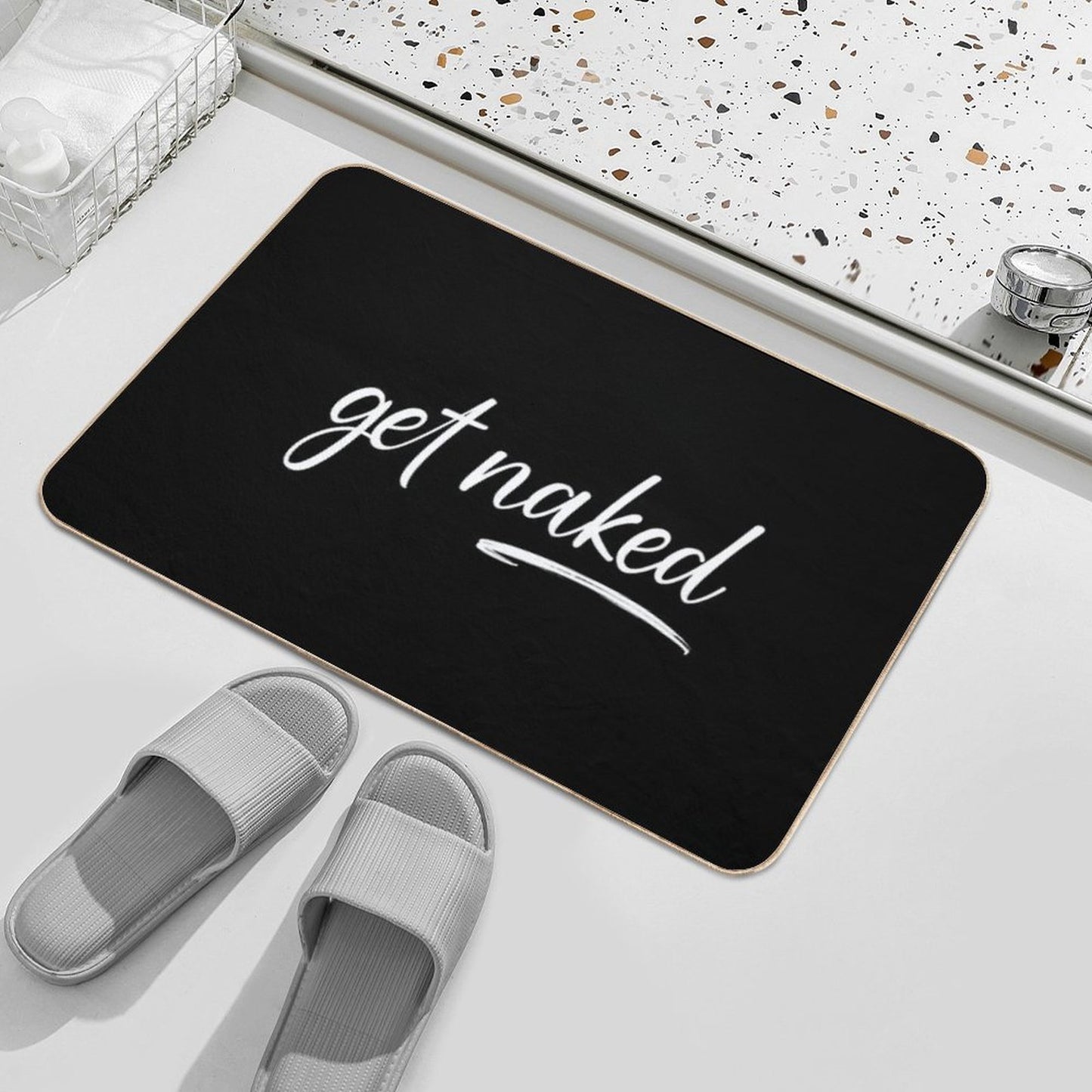 Get Naked Funny Bathroom Graphic  Multi-Purpose Bath Mat
