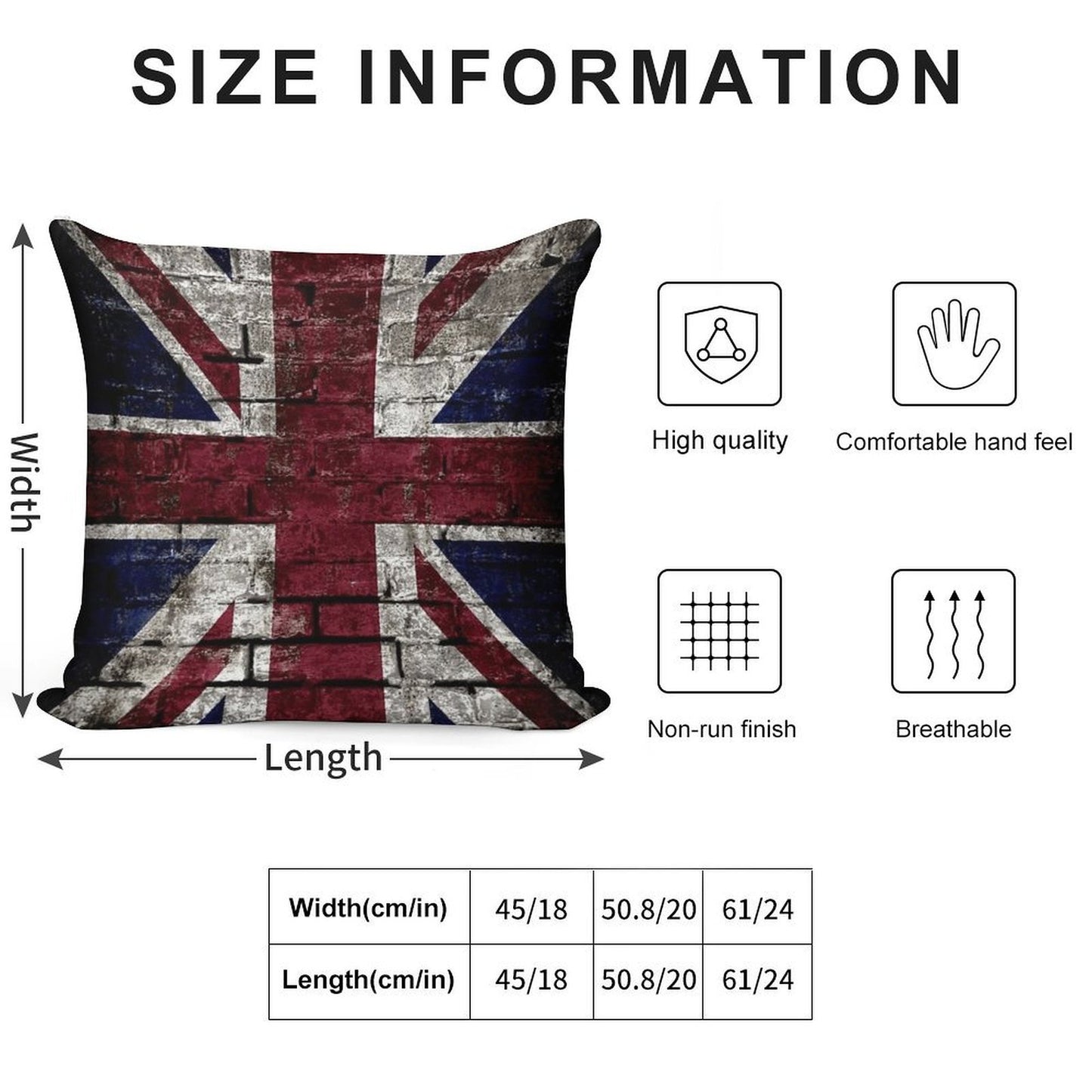 Grunge UK Flag, Great Britain, Punk Style Distressed Wall Soft Multiple Sizes Throw Pillow