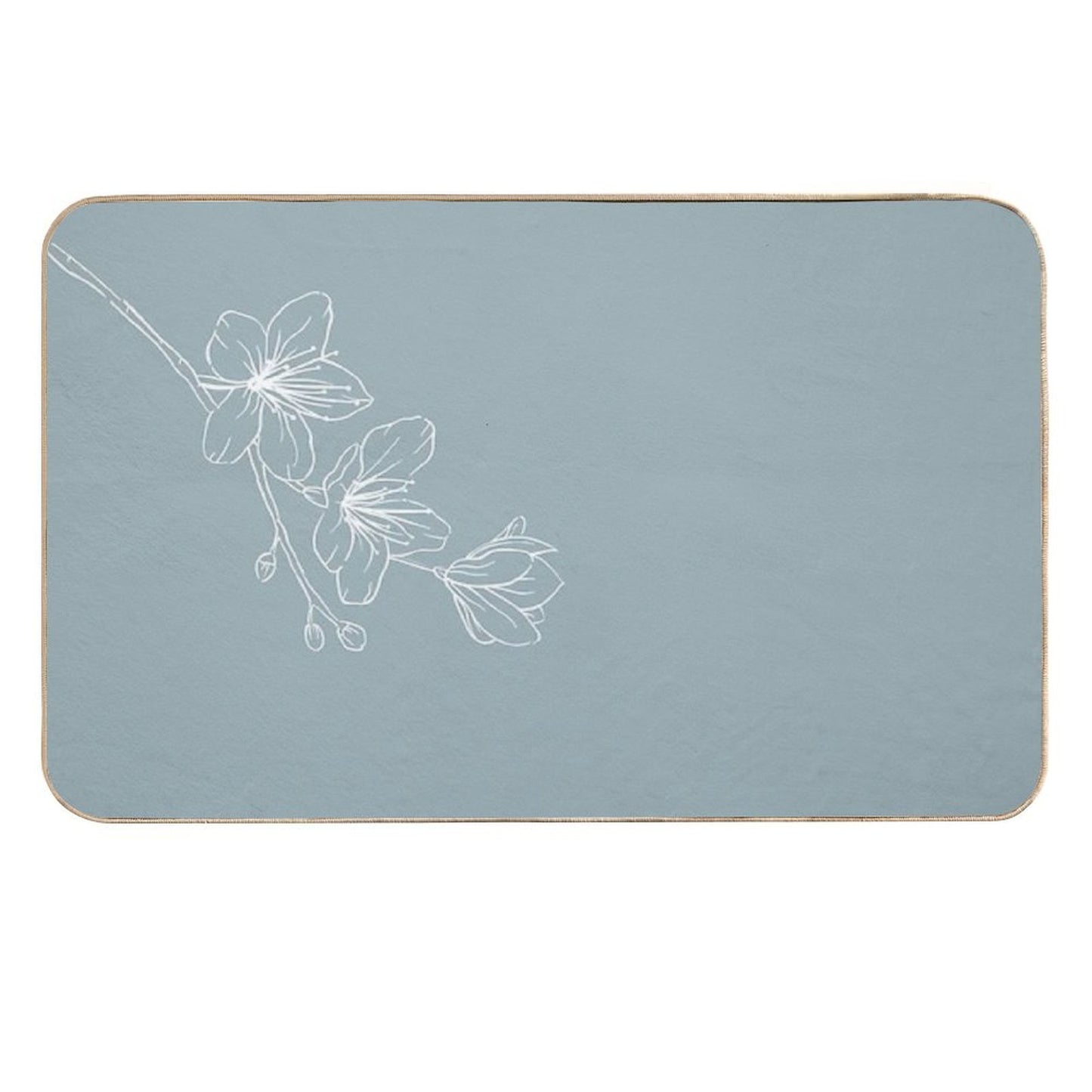 Minimal Flower Print Blue  Absorbent Bath Mat