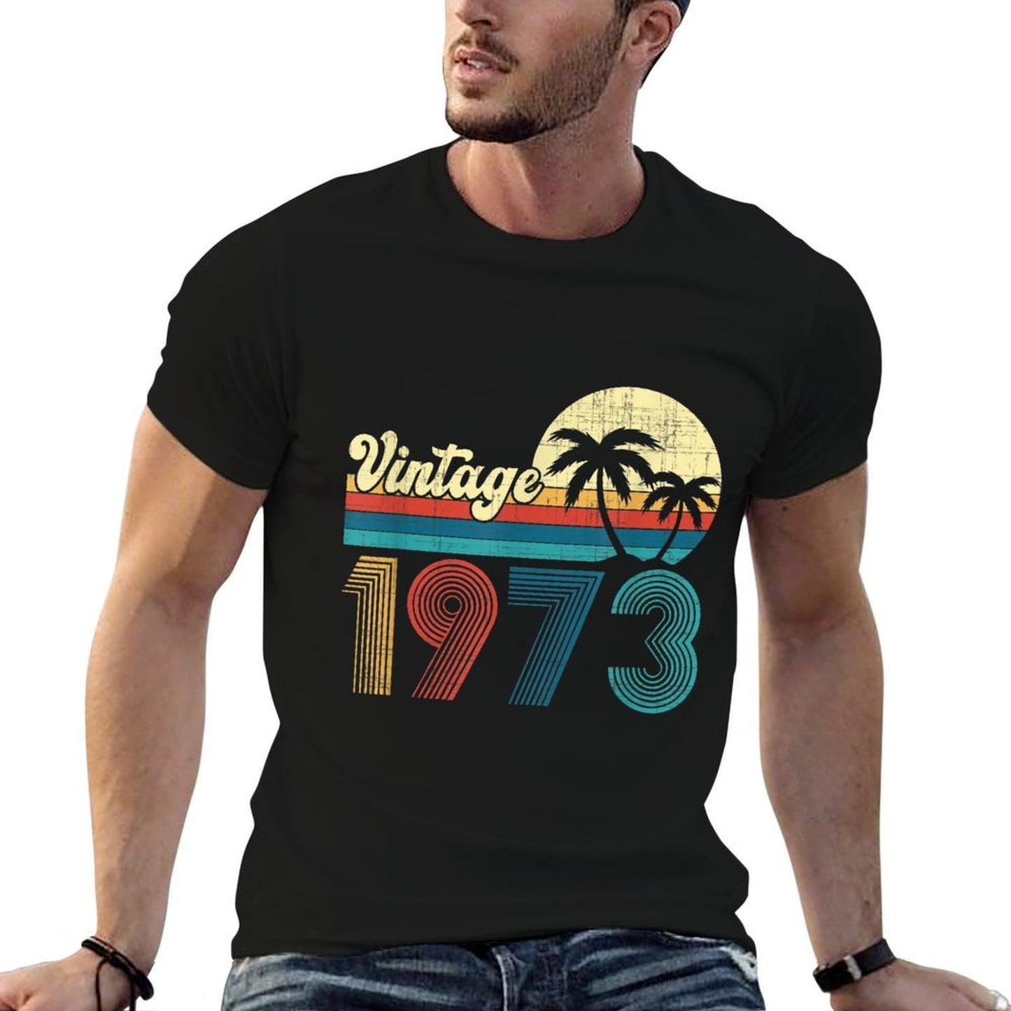 50 Year Old Gifts Men Women Vintage 1973 50th Birthday Retro  High-quality Stitching T-Shirt