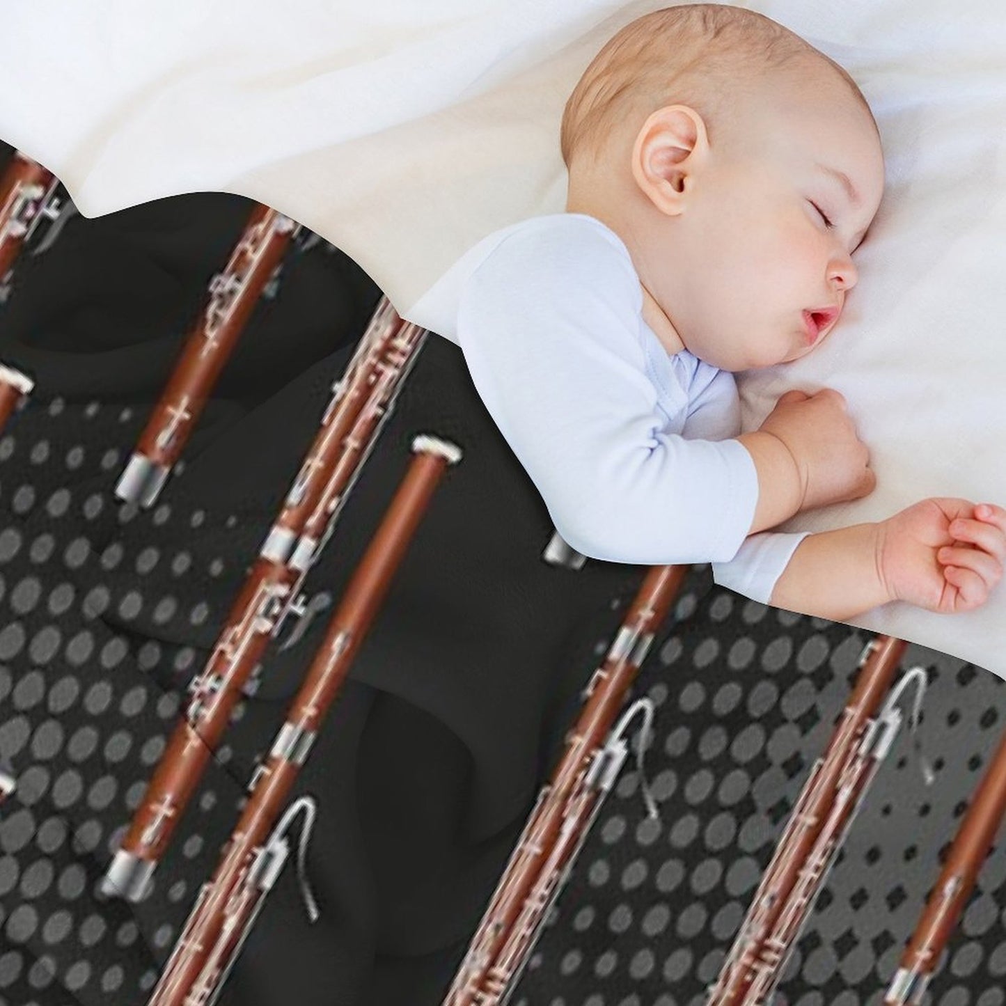 Bassoon on Black  Gray Machine-washable Throw Blanket