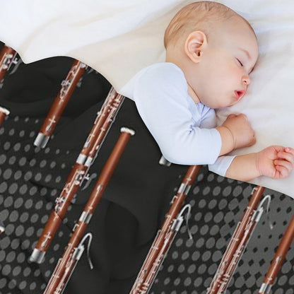 Bassoon on Black  Gray Machine-washable Throw Blanket