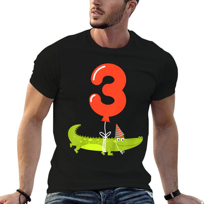 Kids 3rd Birthday  3 Year Old Alligator Crocodile  High-quality Stitching T-Shirt