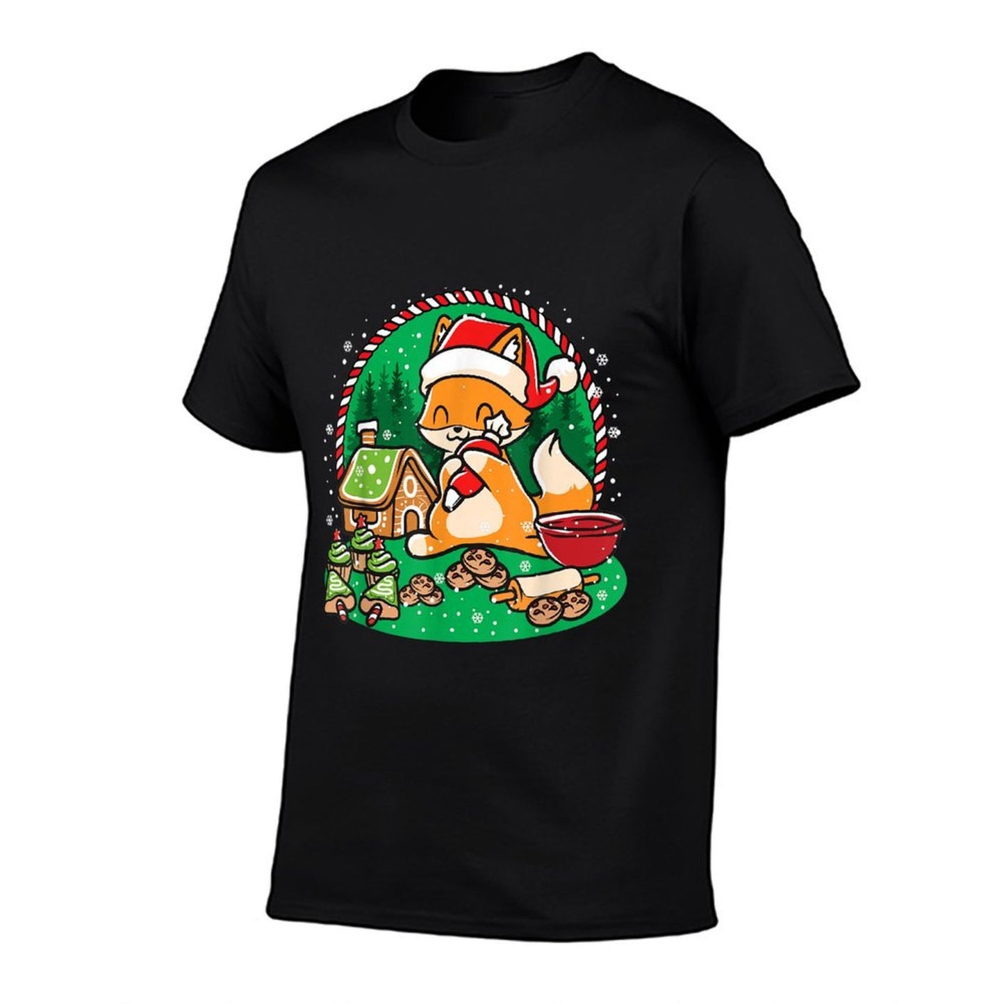 Gingerbread House Xmas Cookie Baking Team Cute Fox Baker  Slim-fit Cut T-Shirt