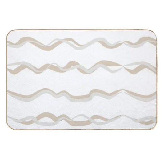 Abstract Waves (Beige)  Odorless Bath Mat