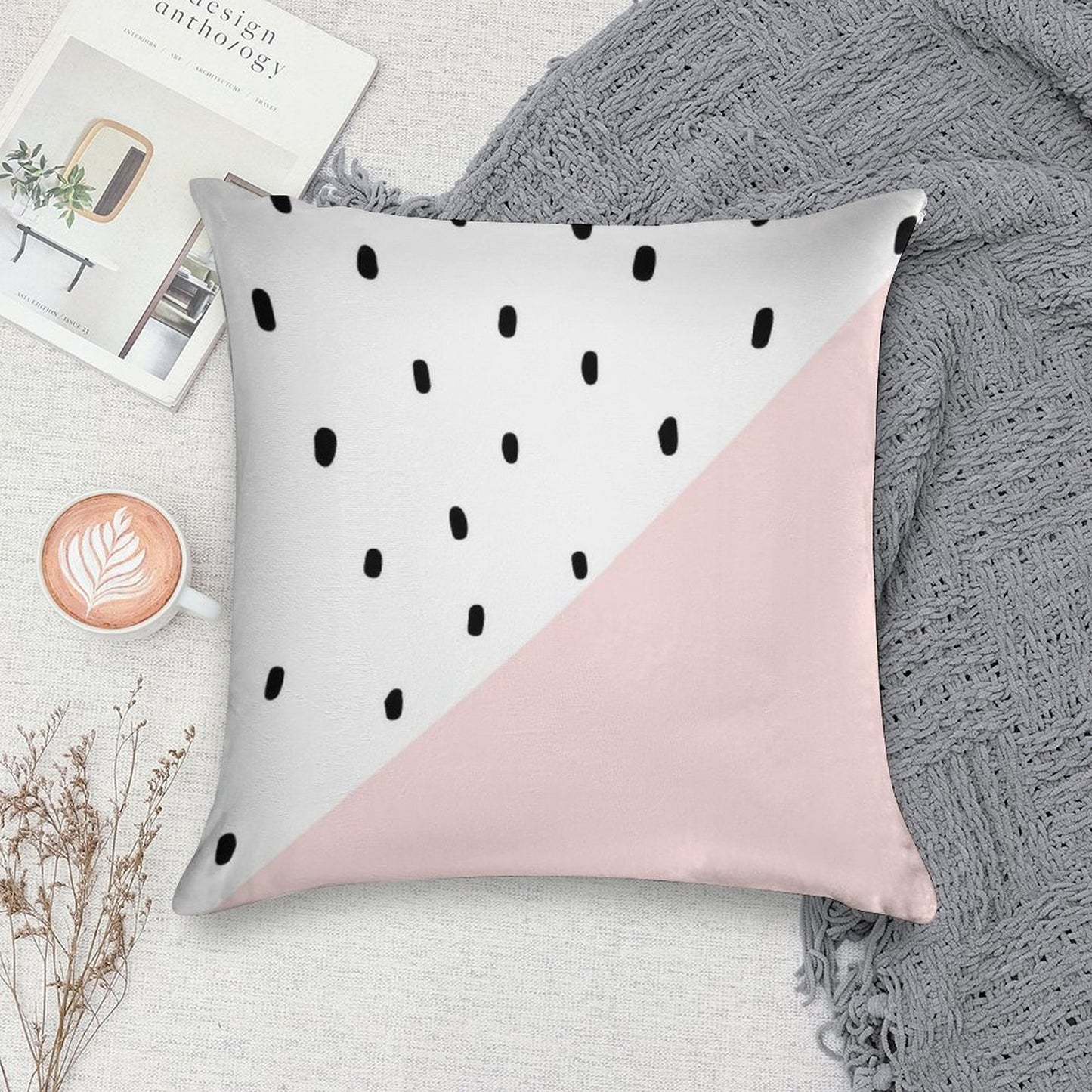 Pink And White Dalmatian Print Soft Ultra-Soft Texture Throw Pillow
