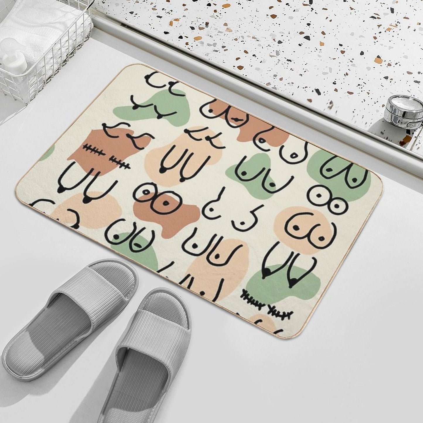 Midcentury Boobs Abstract  Versatile Bath Mat