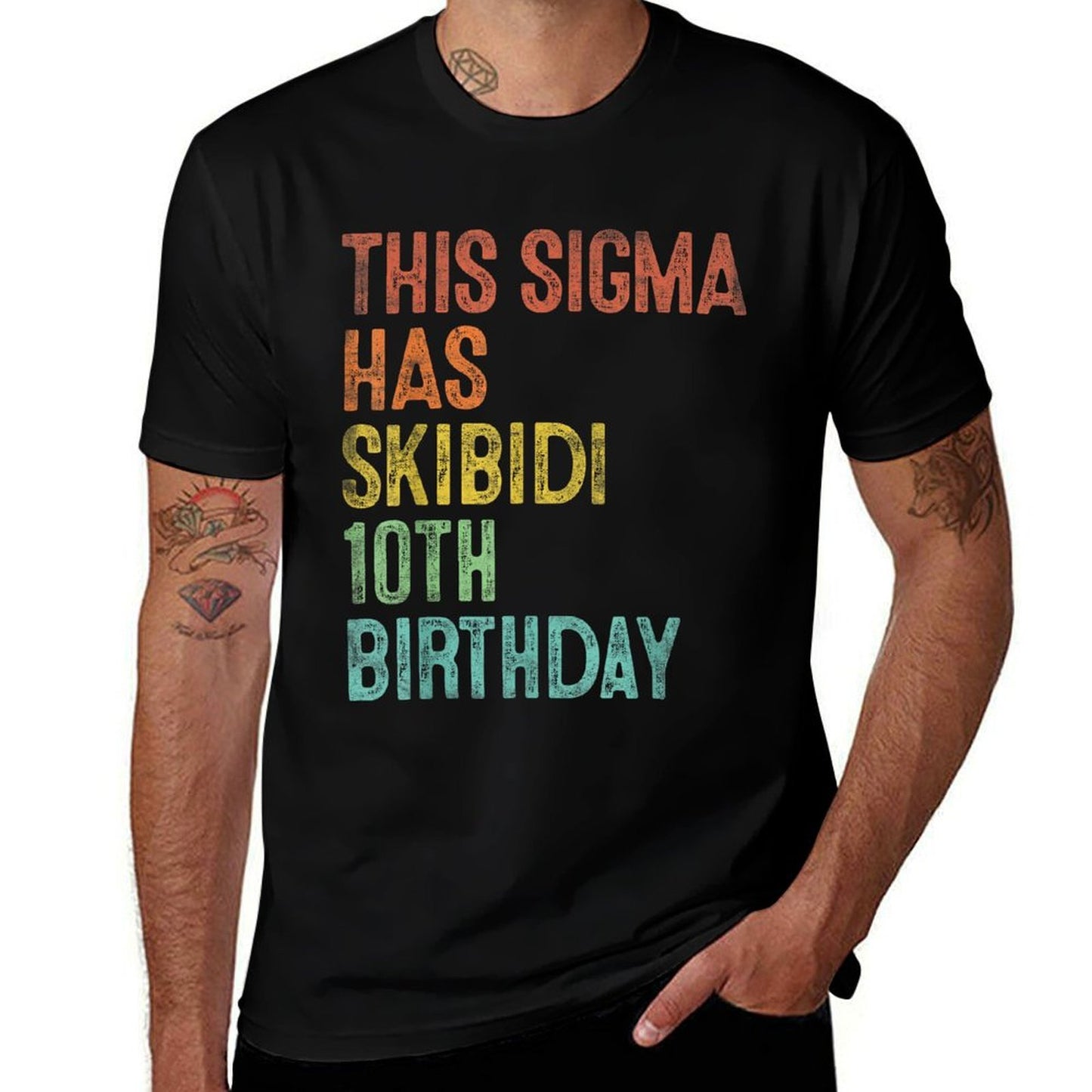 This Sigma Has Skibidi 10th Birthday Gifts 10 Years Old Boys  Ribbed Collar T-Shirt