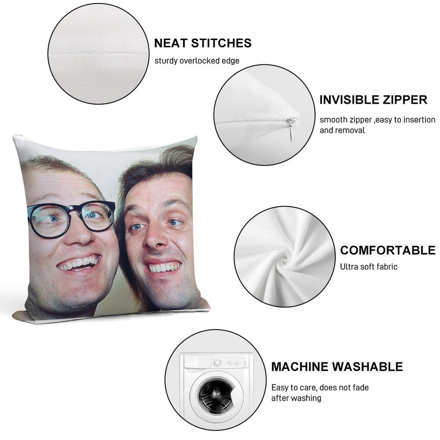 Ade Edmondson And Rik Mayall Soft Short Plush Fabric Throw Pillow
