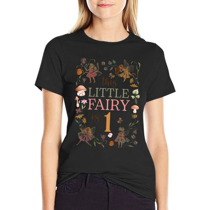 Kids 1st Birthday Girl Fairy Mushroom 1 Yrs Old Bday Comfortable T-Shirt