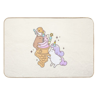 Bubu The Guinea Pig, Unicorn Taiyaki Ice-cream  High-Traffic Bath Mat