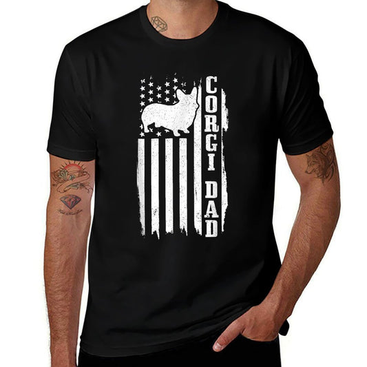 Corgi Dad Vintage American Patriotic Corgi Dog  Breathable T-Shirt
