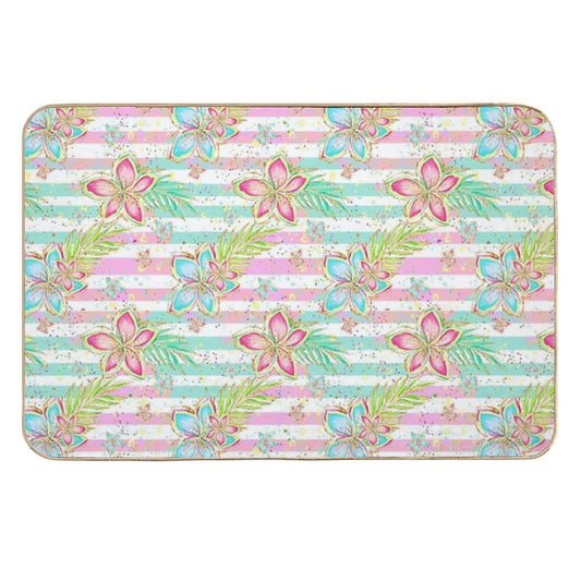 Hibiscus Flowers  Absorbent Bath Mat