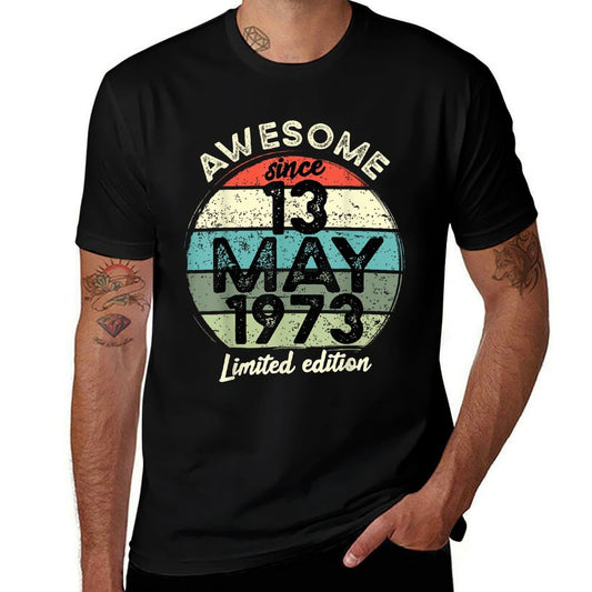 50 Year Old Birthday 13 May 1973 50th Birthday  Heathered Texture T-Shirt
