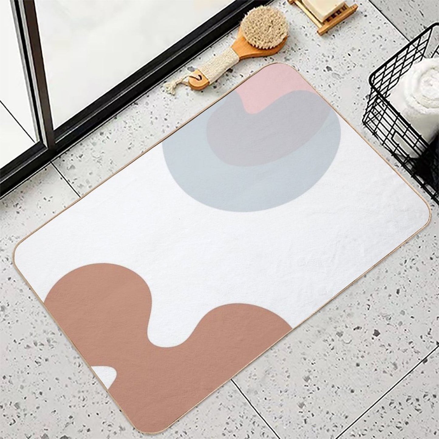 Abstract Hand-drawn Sketch The Contours of Modern Contemporary Boho Elements Isolated Home Wall Decor Simple.  Slip-Resistant Bath Mat