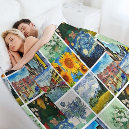 Van Gogh Artwork Collage Eco-conscious Throw Blanket