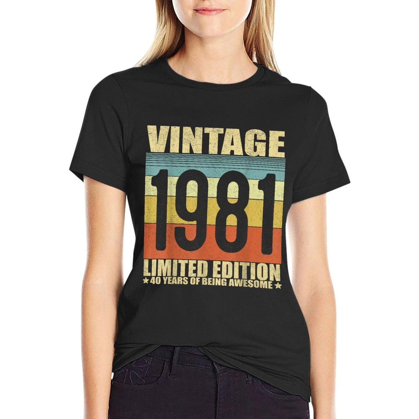 Vintage 1981 40th Birthday Gift Men Women 40 Years Old  Stretchy T-Shirt