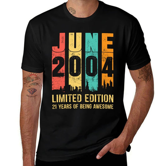 Vintage June 2004 21 Years Old 21st Birthday For Men Women  Breathable T-Shirt