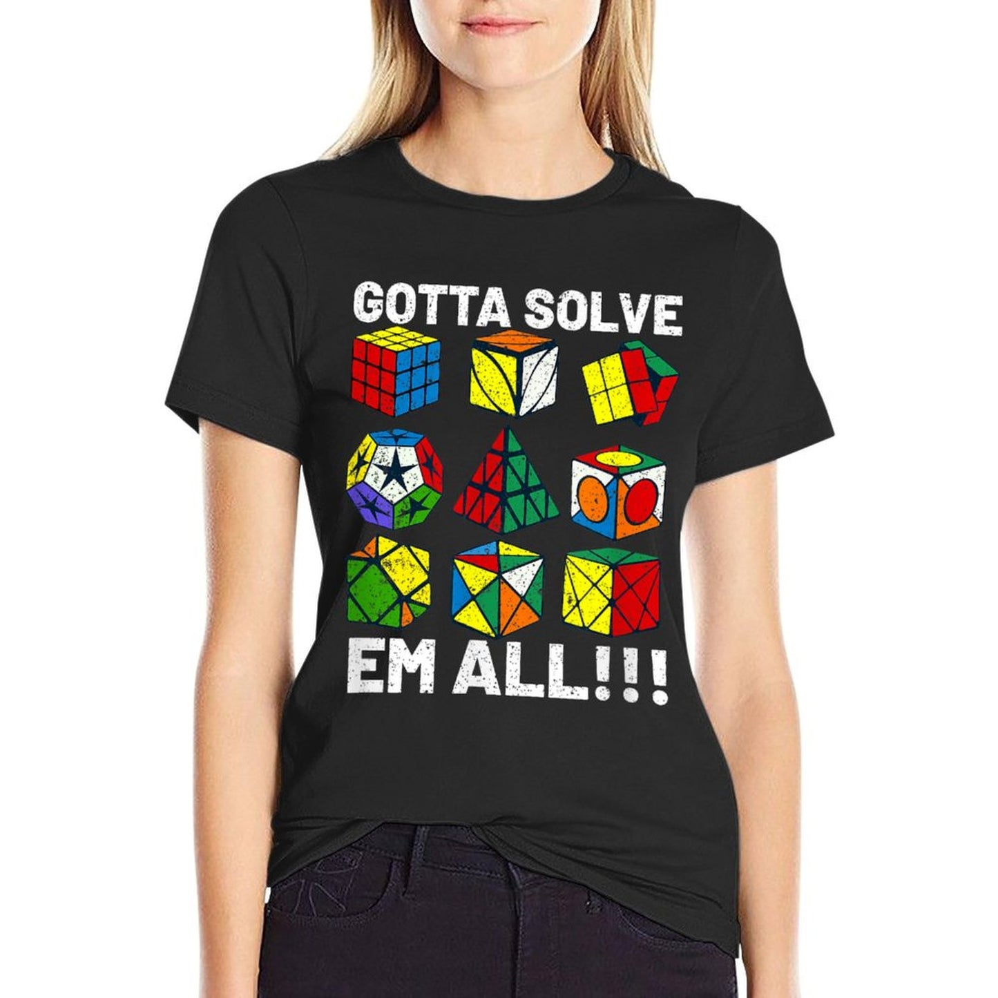 Competitive Puzzle Cube Gotta Solve Em All Speed Cubing Relaxed-fit T-Shirt