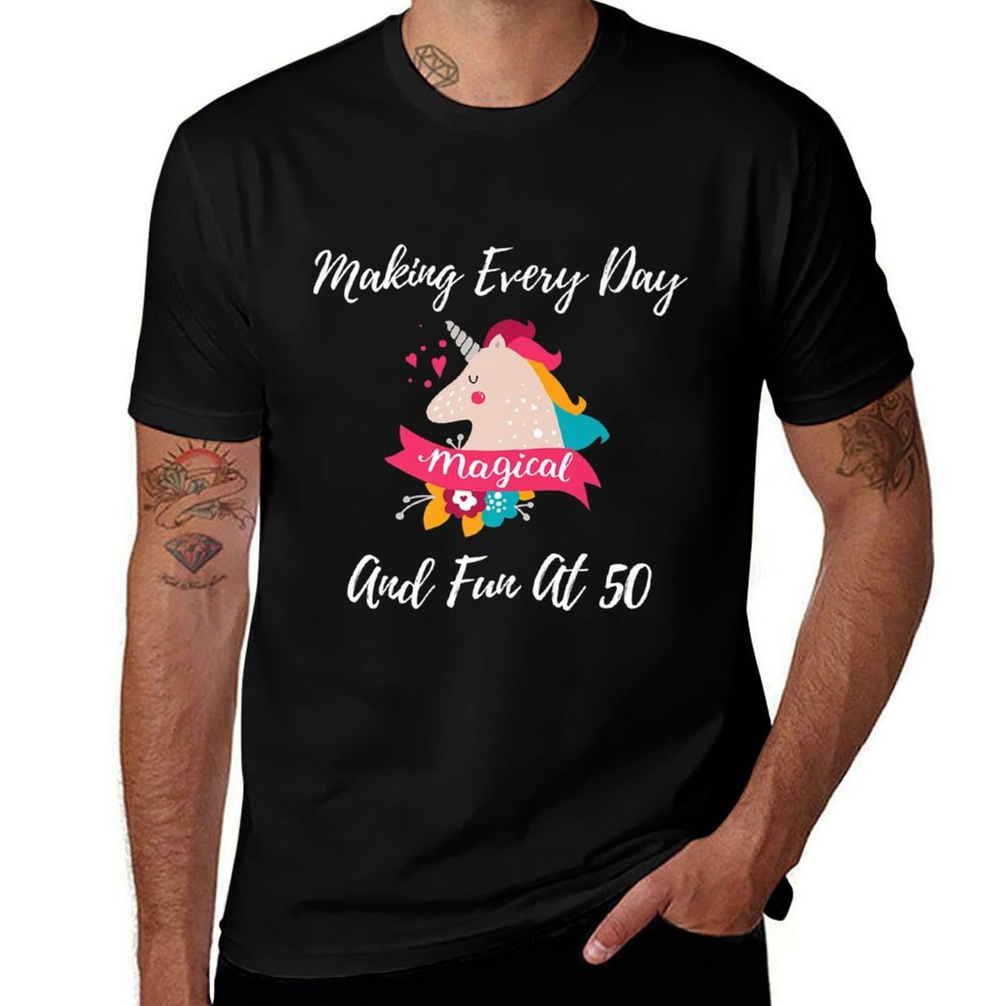 Magical Unicorn 50th Birthday Party - Fabulous Fun At 50 Premium  Ribbed Collar T-Shirt