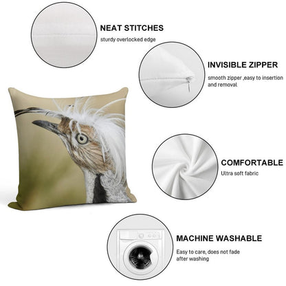 Asian Houbara Bustard Soft Shrink-Resistant Throw Pillow