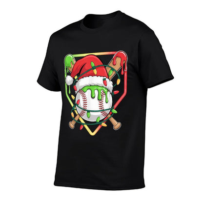 Baseball Christmas Tree Light Xmas Baseball Boys Kids  Lightweight T-Shirt