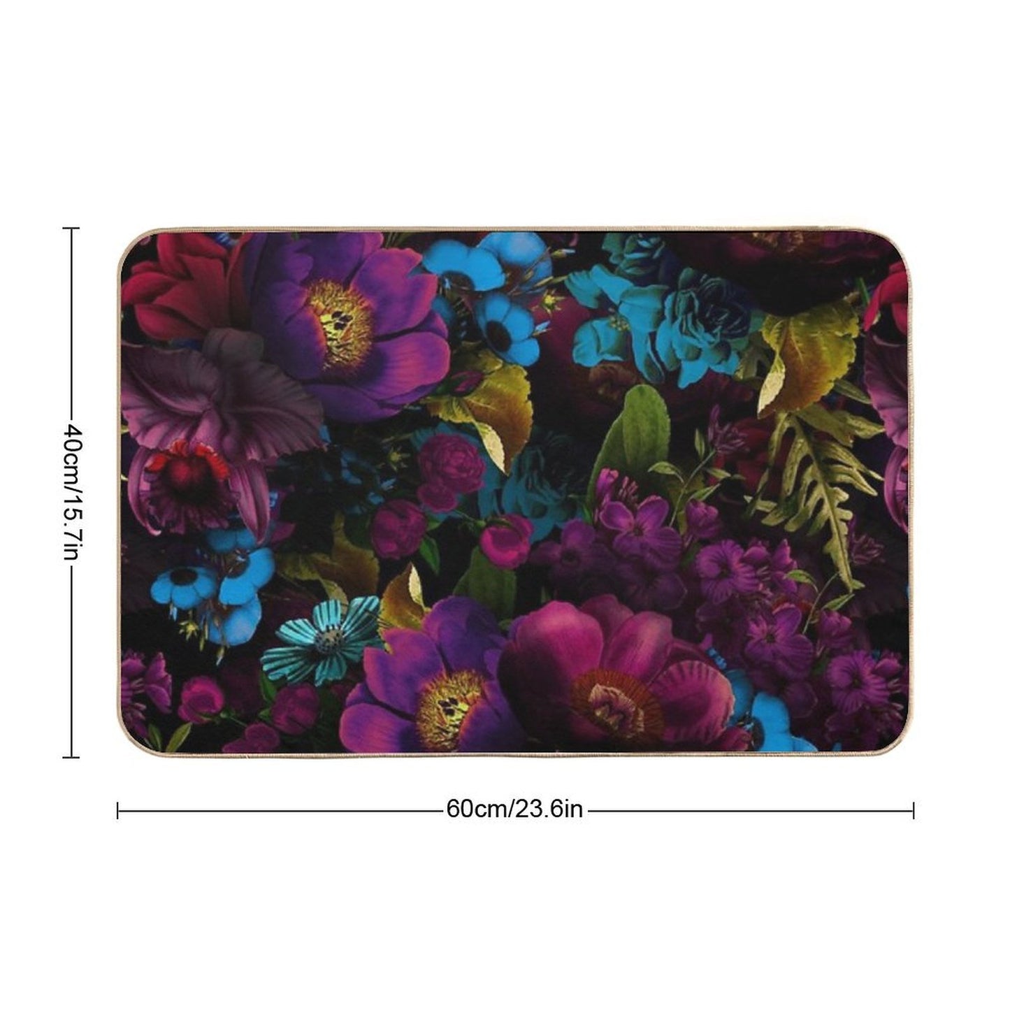 Mystical Night III Botanical Night Garden Nightgarden  Repositionable Bath Mat