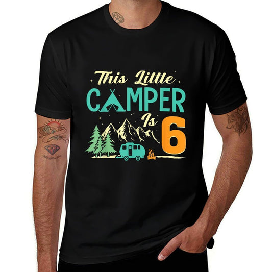 This Little Camper Is 6 Camp Lover 6th Camping Birthday  Stretchy T-Shirt