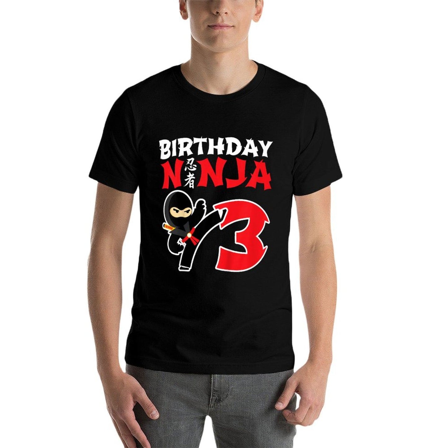 Kids Birthday Ninja - 3 Year Old Ninja Birthday Party Theme  Slim-fit Cut T-Shirt