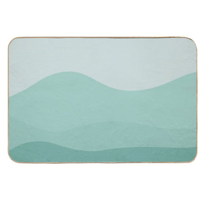 Aesthetic Soft Teal Mountains  Long-Lasting Bath Mat