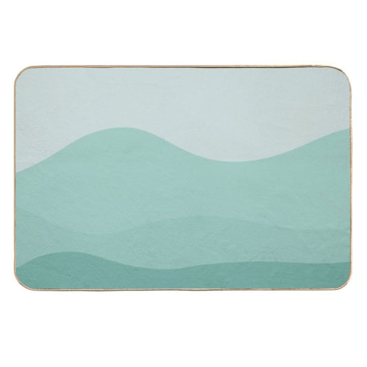 Aesthetic Soft Teal Mountains  Long-Lasting Bath Mat