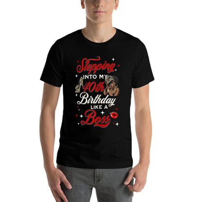 Womens Stepping Into My 40th BIrthday Like A Boss Leopard Print  Quick-drying T-Shirt