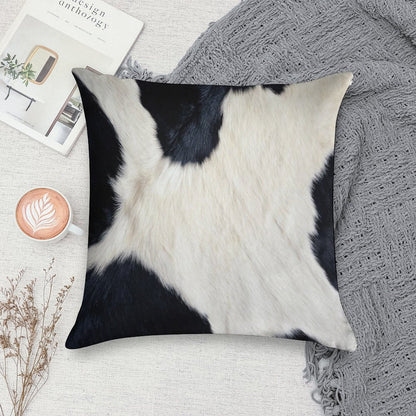 Faux Cowhide Black And White Soft High-Density Material Throw Pillow