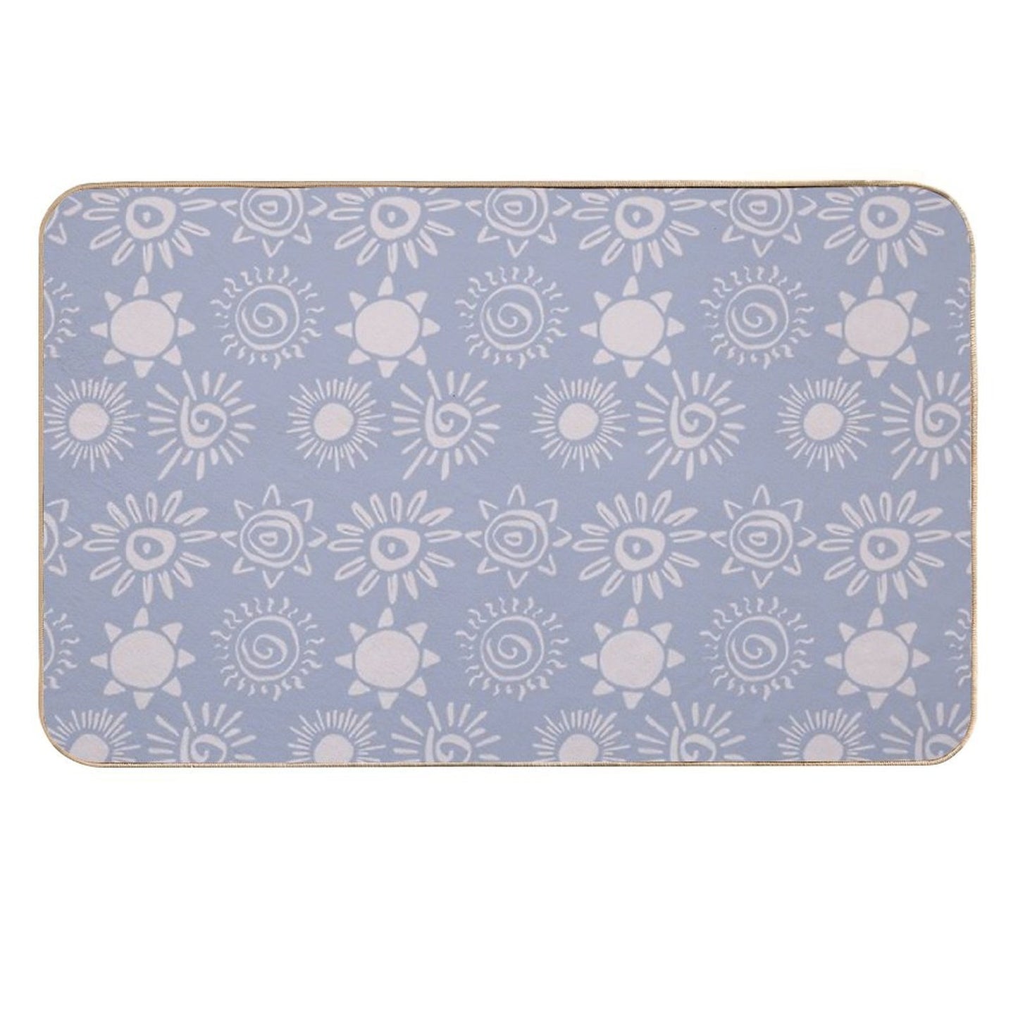 Magical Sun Bohemian Dreamy Aesthetic In Muted Colors Pigeon Blue  Anti-Trip Bath Mat