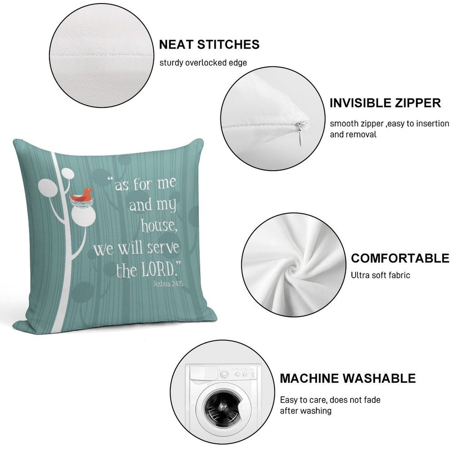 Me And My House Will Serve The Lord Soft Durable Construction Throw Pillow