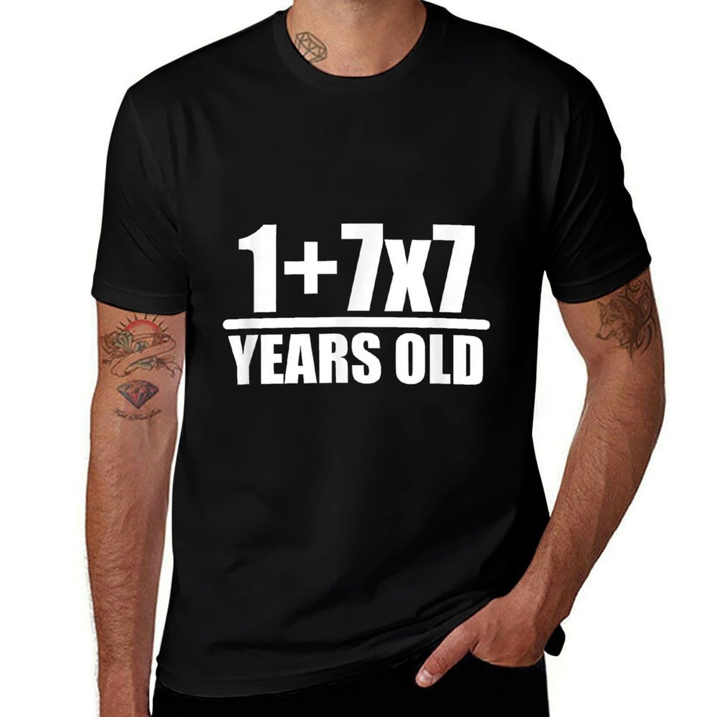 1+7X7 Years Old 50th Birthday Funny Math  Oversized Silhouette T-Shirt