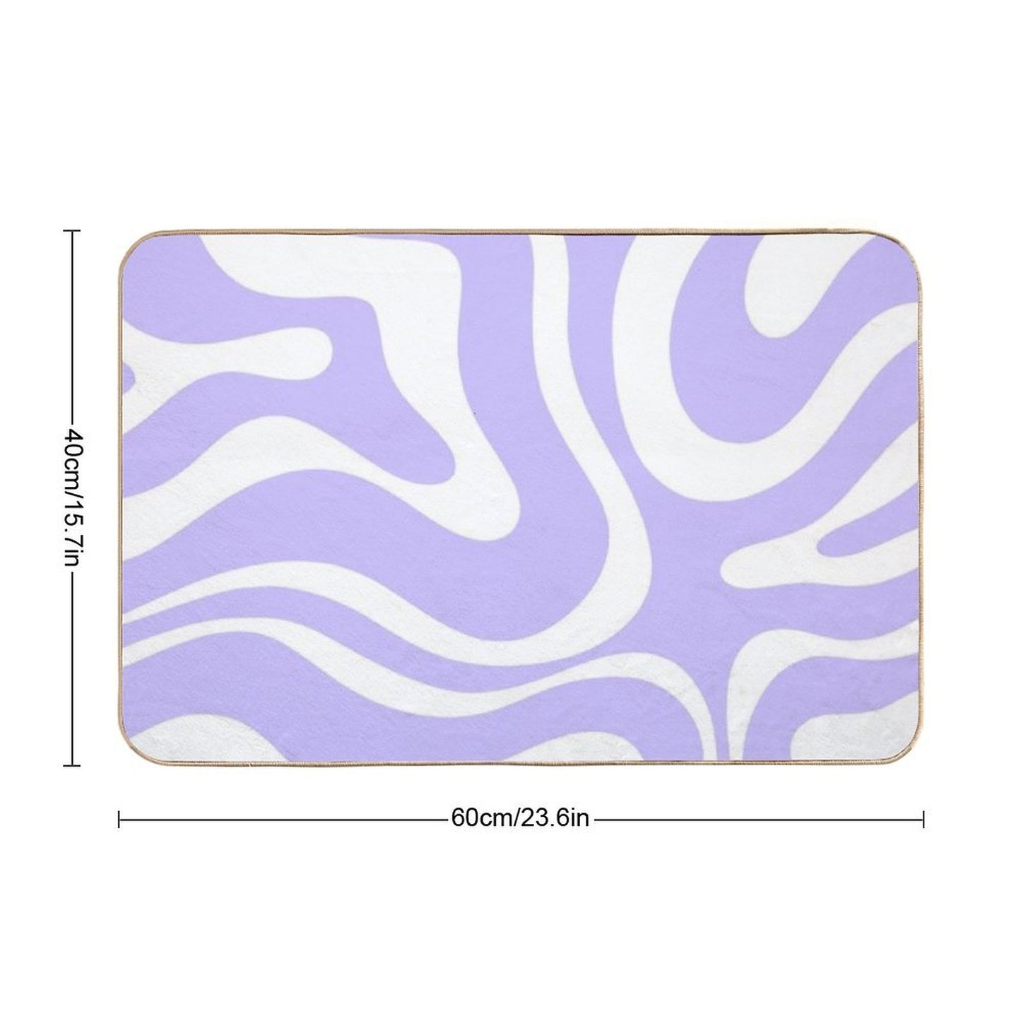 Retro Modern Liquid Swirl Abstract Pattern Square in Light Purple And White  Stain-Proof Bath Mat